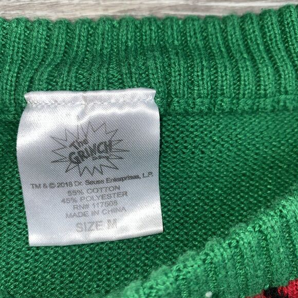 The Grinch Christmas Sweater Women's Medium Green Santa Hat Dr Seuss - Picture 3 of 6